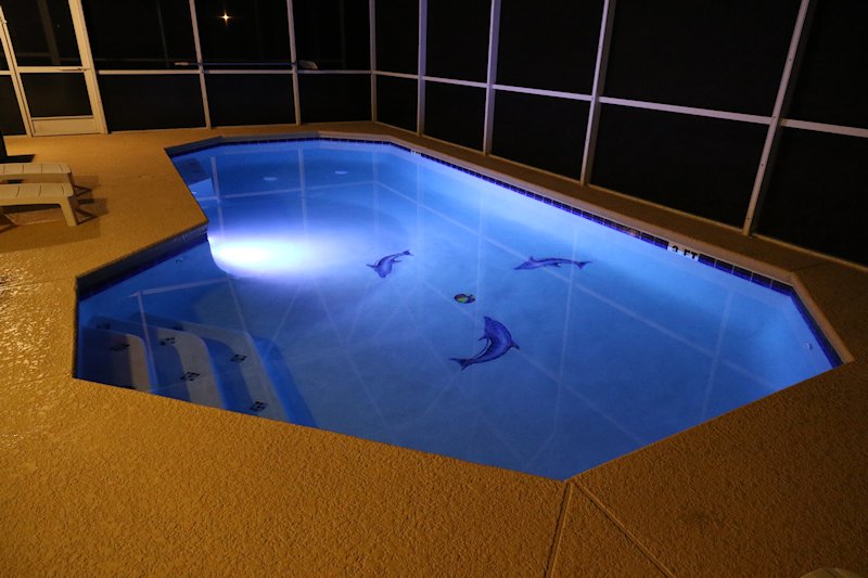 Pool at night one of many LED colours!
